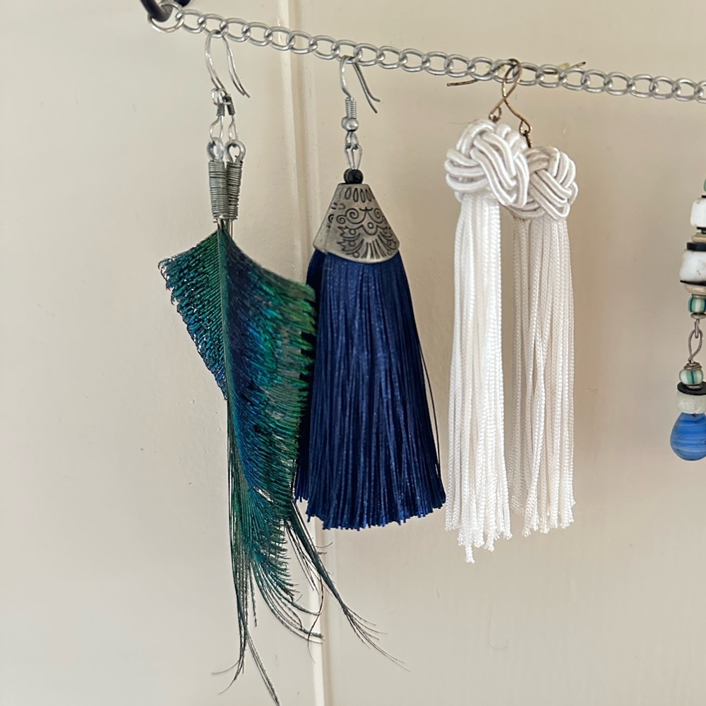 LAST CHANCE WEEKEND. Colorful Feather and Tassel Earring trio